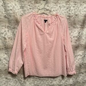 Talbots Petite Small Lined Pink Eyelet Shirt